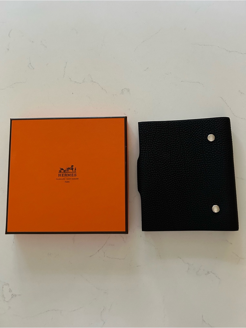 Authentic Hermes TOGO Leather Black Cover Includes Original Lined Notebook - Picture 10 of 11
